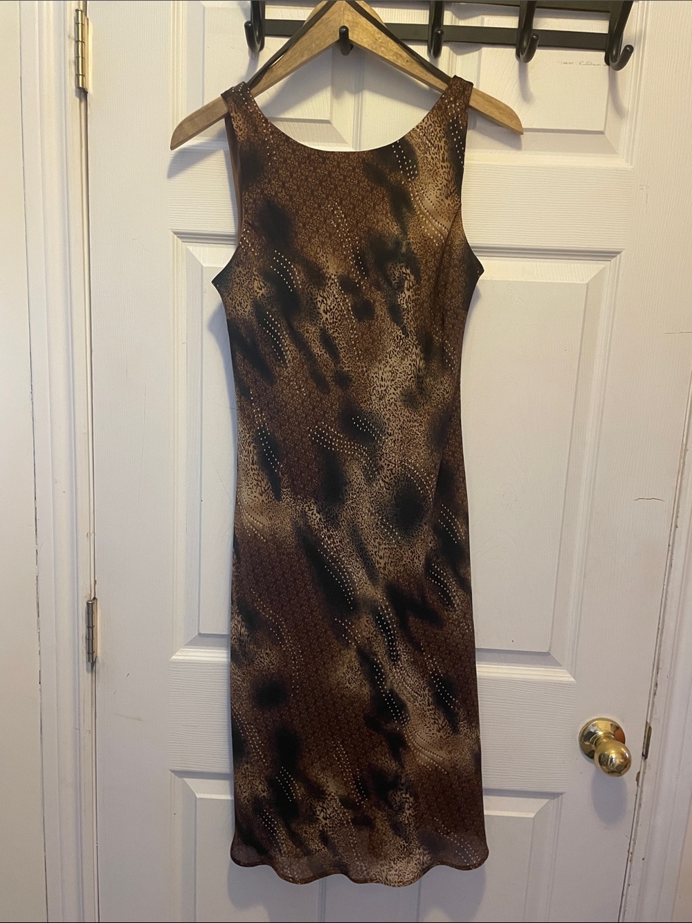 Jessica Brown and Black Animal-Print Sleeveless Slip Dress